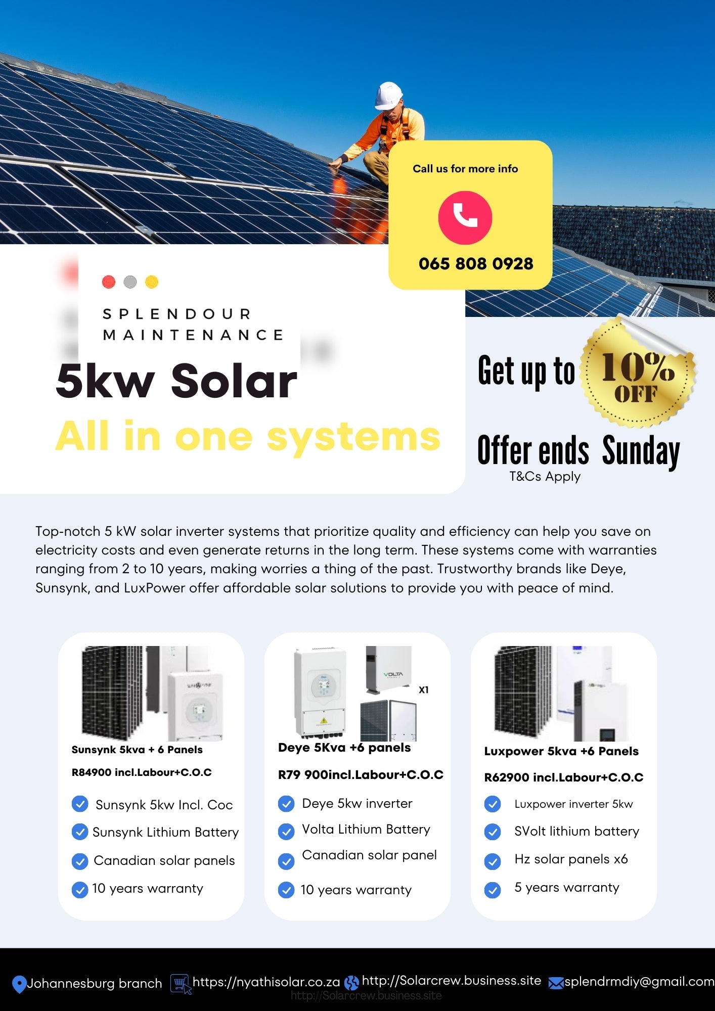 5kw Hybrid complete solar systems